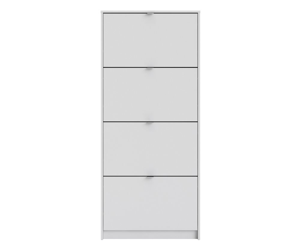FTG Shoes White Shoe Cabinet W. 4 Tilting Door and 1 Layer
