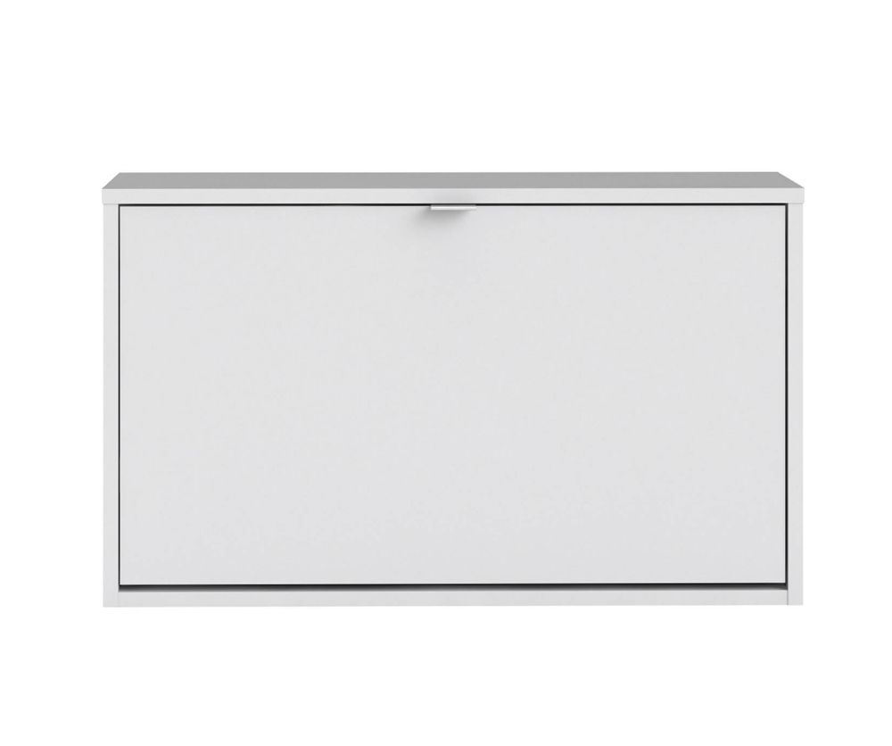 FTG Shoes White Shoe Cabinet W. 1 Tilting Door and 2 Layer