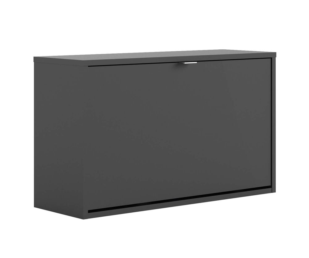 FTG Shoes Matt Black Shoe Cabinet W. 1 Tilting Door and 2 Layer