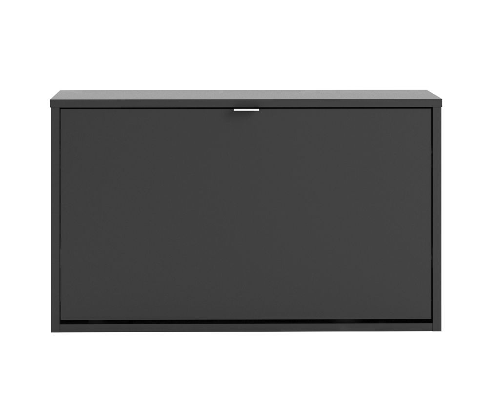 FTG Shoes Matt Black Shoe Cabinet W. 1 Tilting Door and 2 Layer