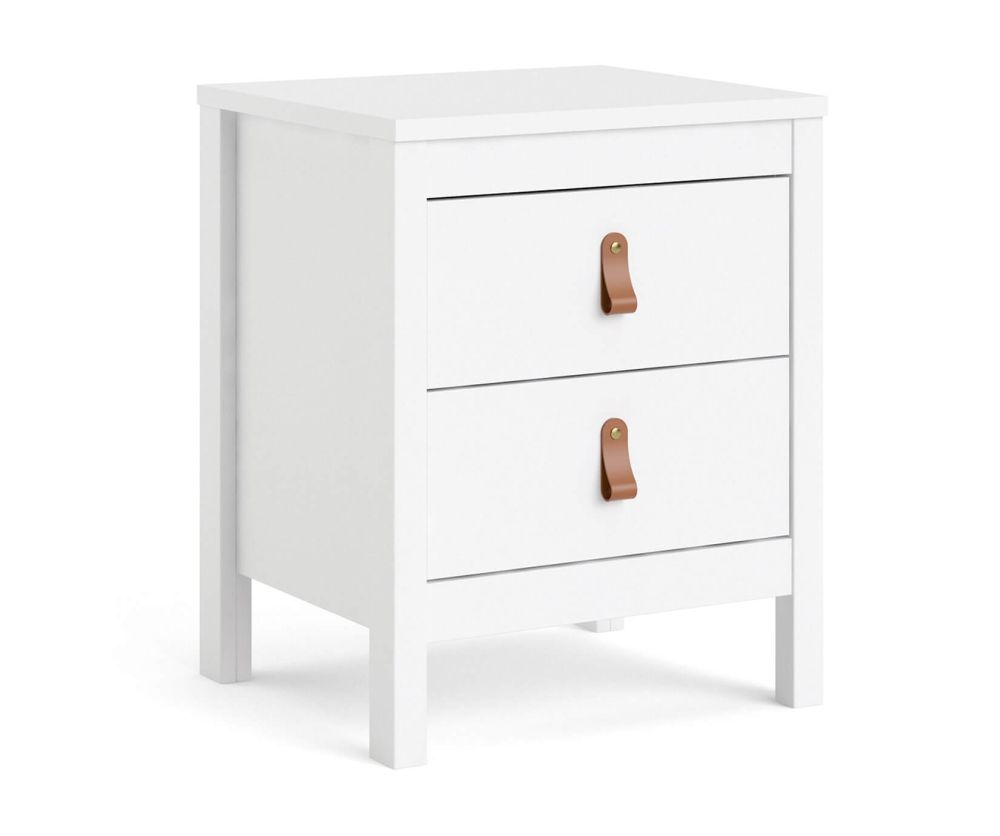 FTG Barcelona White 2 Drawer Bedside Table
