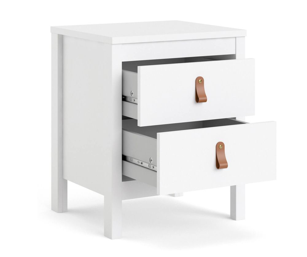 FTG Barcelona White 2 Drawer Bedside Table
