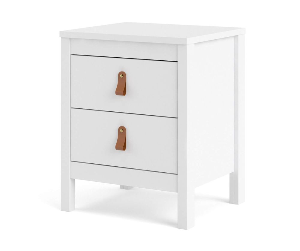 FTG Barcelona White 2 Drawer Bedside Table
