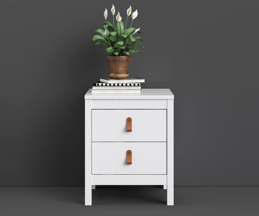 FTG Barcelona White 2 Drawer Bedside Table
