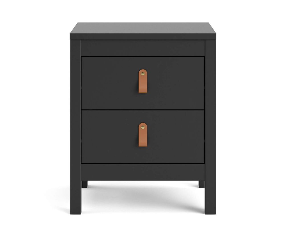 FTG Barcelona Matt Black 2 Drawer Bedside Table
