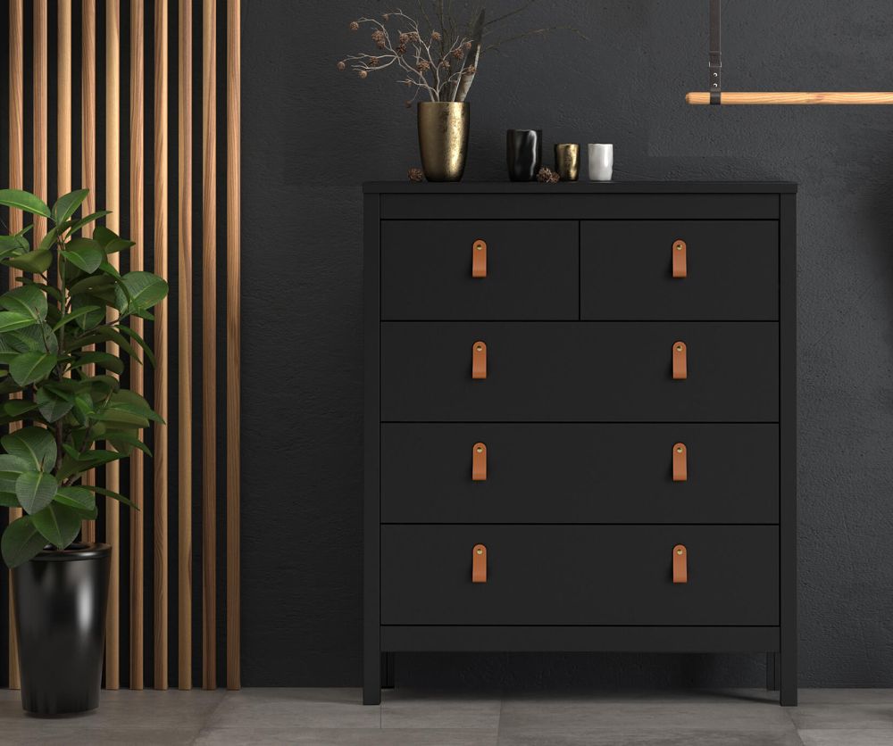 FTG Barcelona Matt Black 3 + 2 Drawer Chest