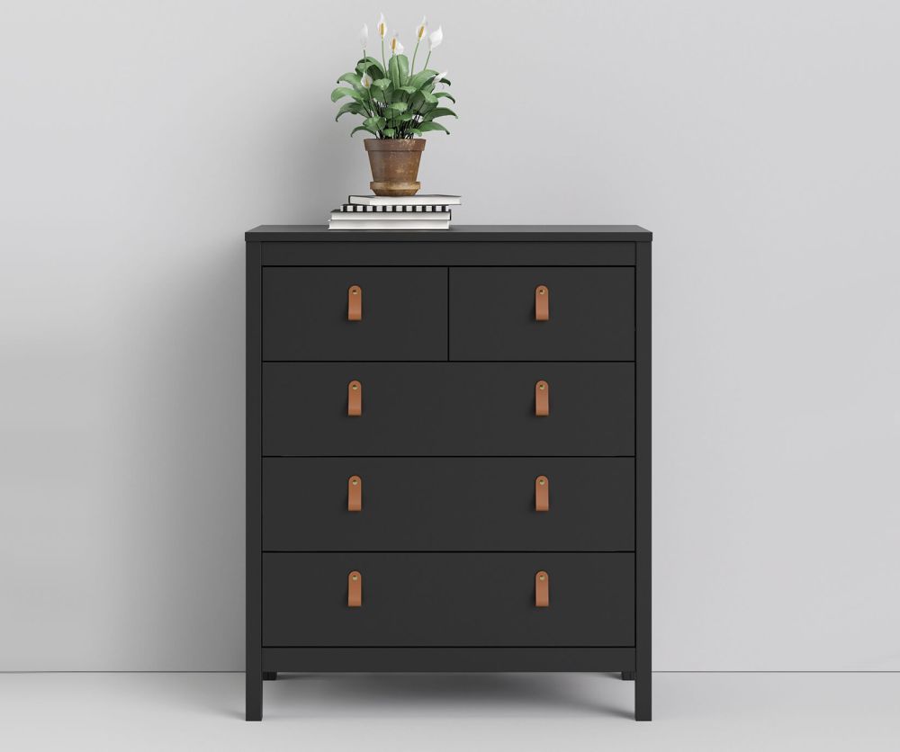 FTG Barcelona Matt Black 3 + 2 Drawer Chest