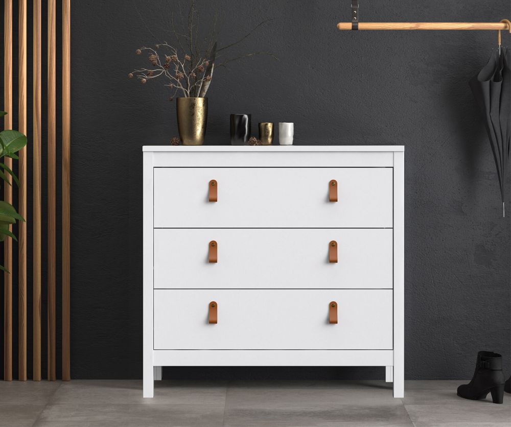 FTG Barcelona White 3 Drawer Chest