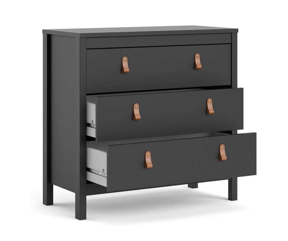 FTG Barcelona Matt Black 3 Drawer Chest