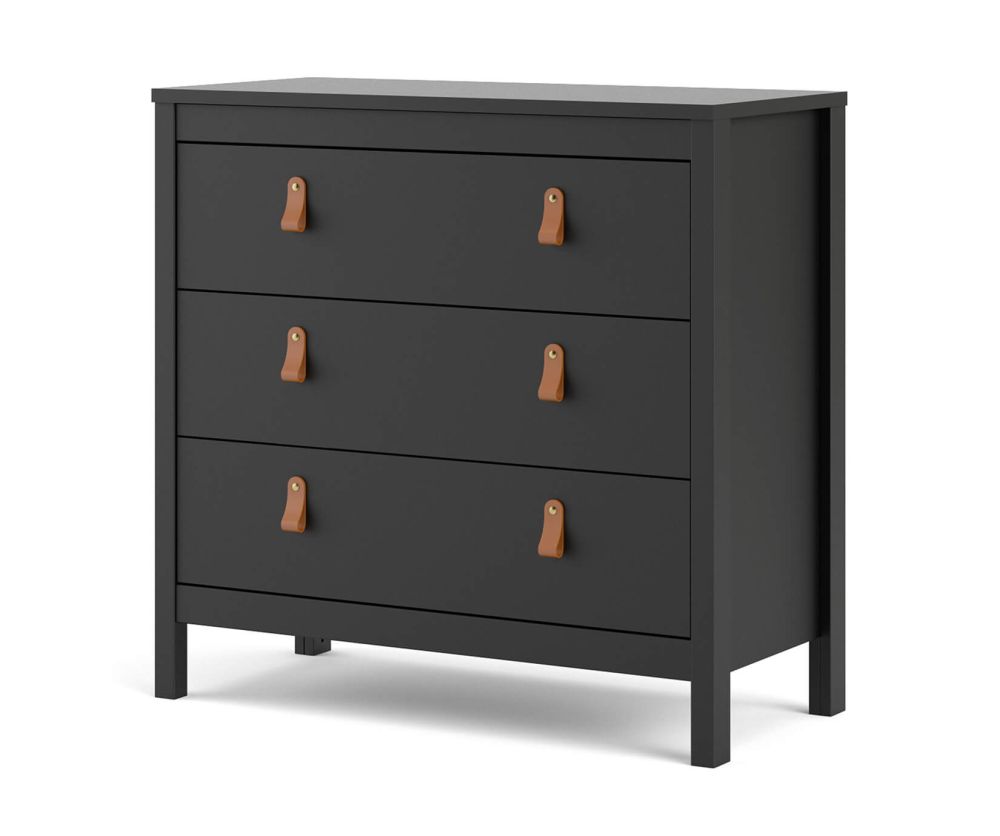 FTG Barcelona Matt Black 3 Drawer Chest
