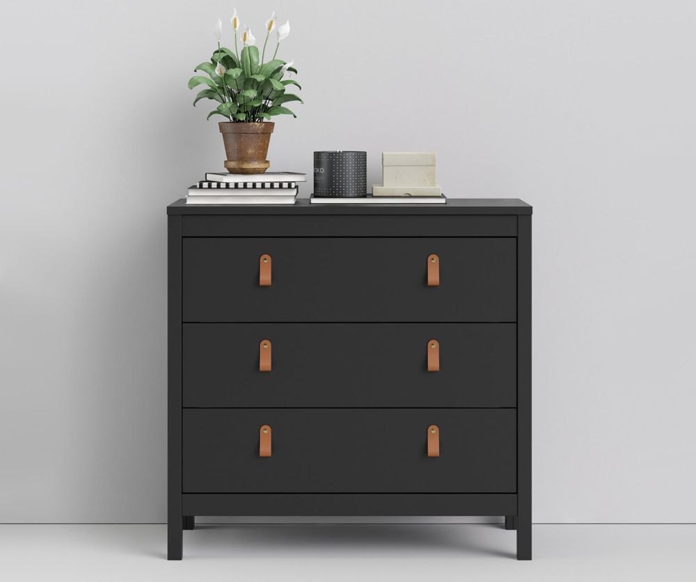 FTG Barcelona Matt Black 3 Drawer Chest
