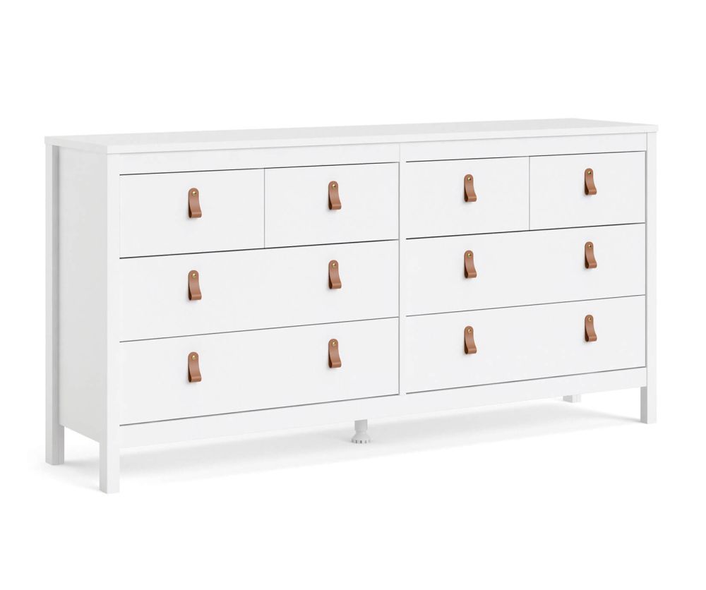 FTG Barcelona White 4 + 4 Drawer Double Dresser