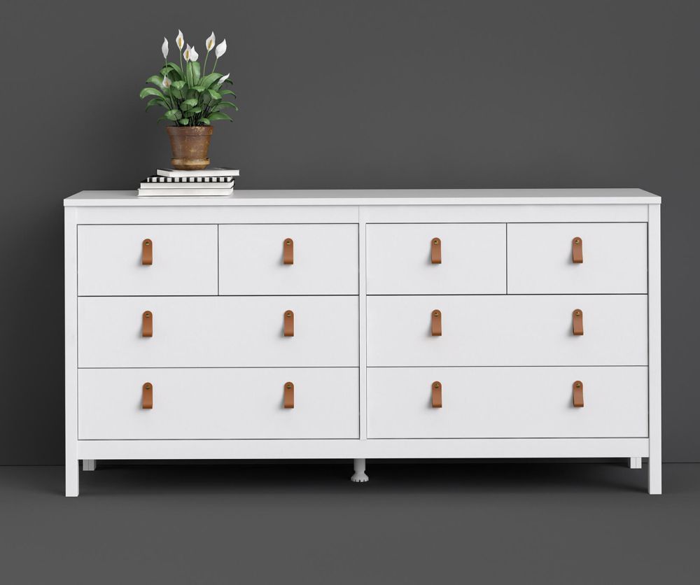 FTG Barcelona White 4 + 4 Drawer Double Dresser