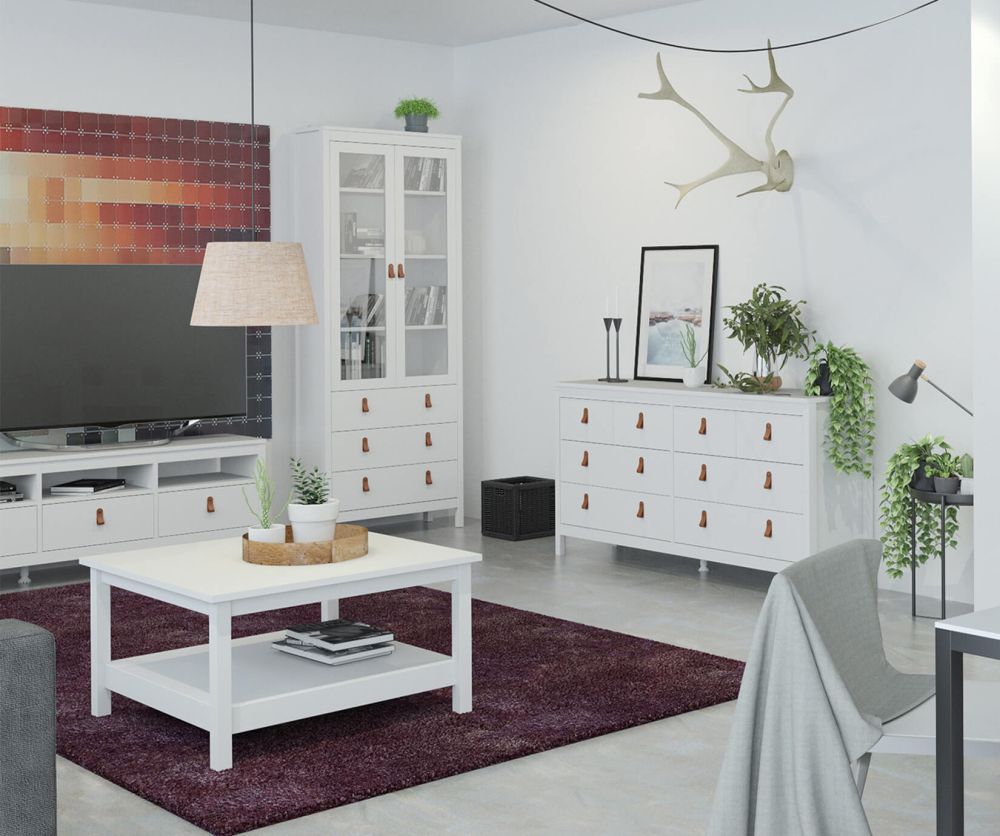 FTG Barcelona White 4 + 4 Drawer Double Dresser