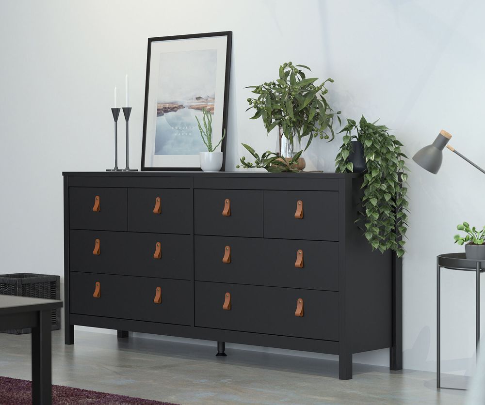 FTG Barcelona Matt Black 4 + 4 Drawer Double Dresser