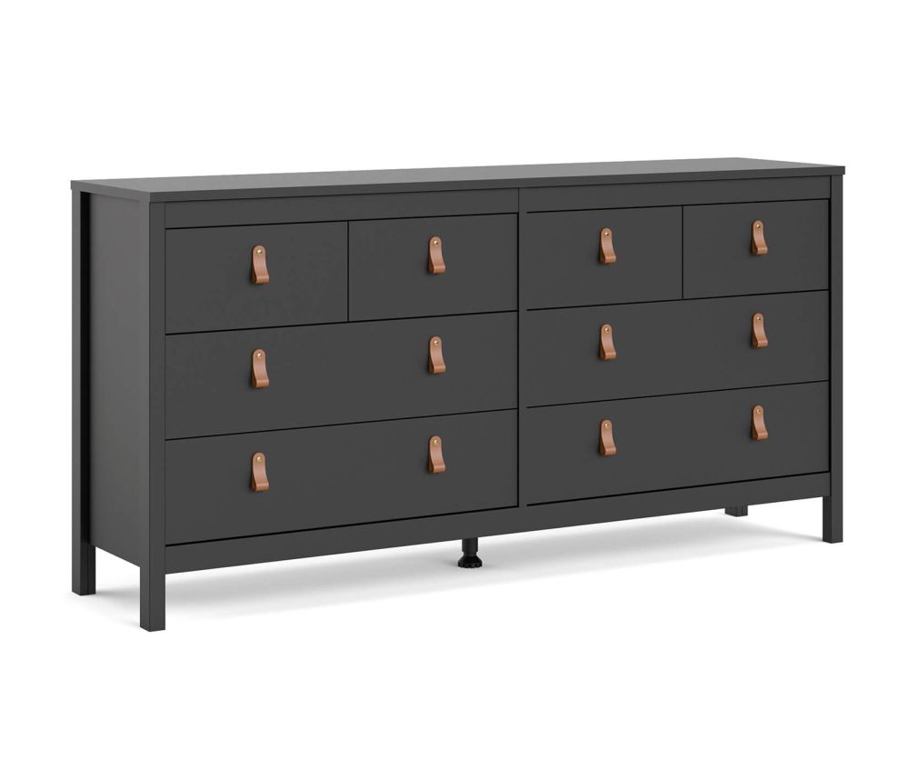 FTG Barcelona Matt Black 4 + 4 Drawer Double Dresser