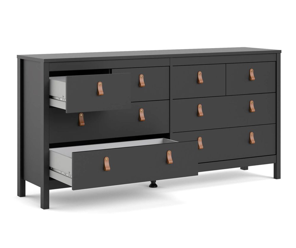 FTG Barcelona Matt Black 4 + 4 Drawer Double Dresser