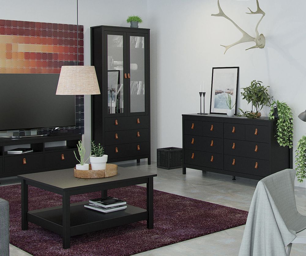 FTG Barcelona Matt Black 4 + 4 Drawer Double Dresser