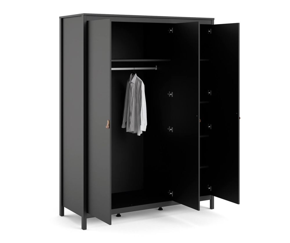 FTG Barcelona Matt Black 3 Door Wardrobe