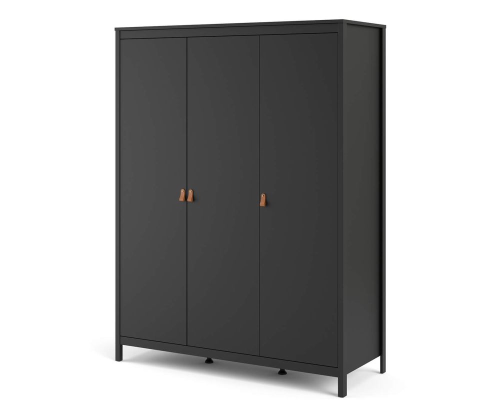 FTG Barcelona Matt Black 3 Door Wardrobe
