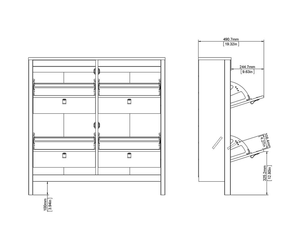 FTG Barcelona White 4 compartments Shoe Cabinet