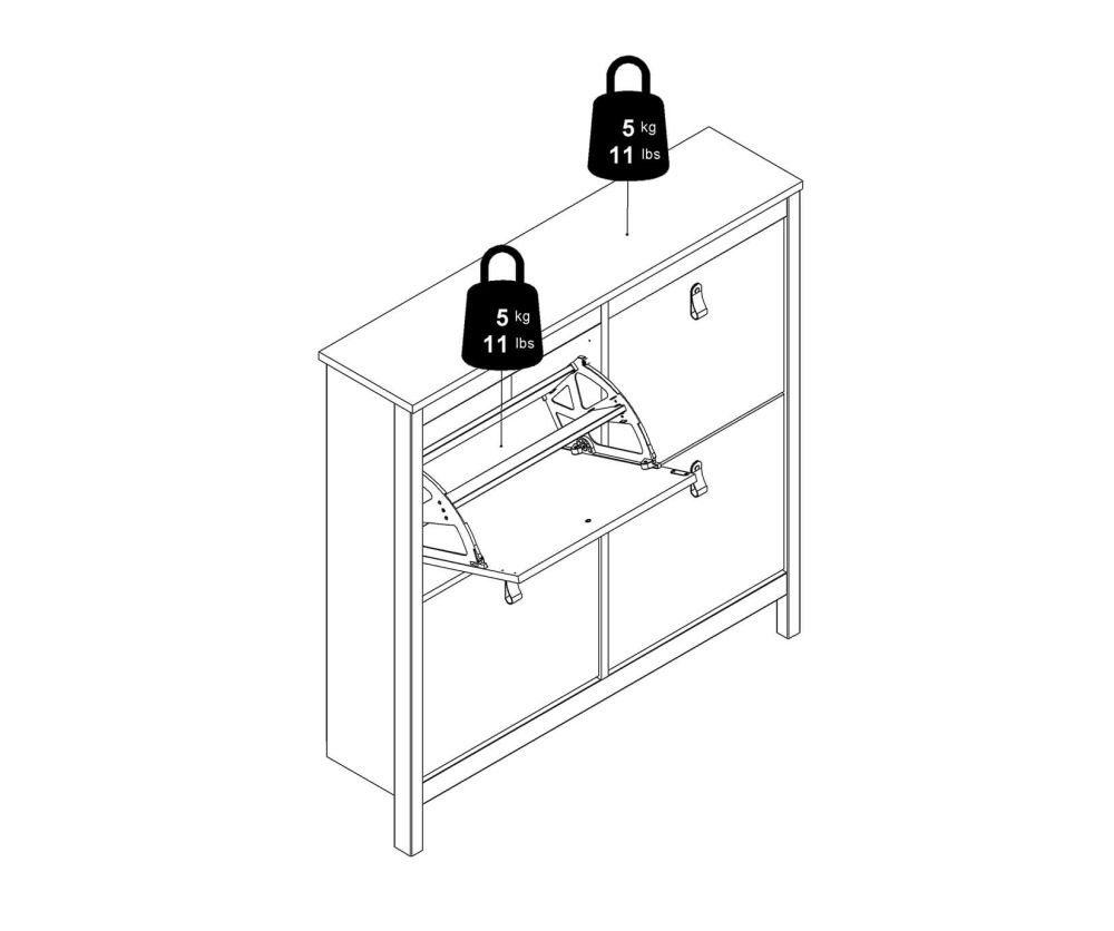 FTG Barcelona White 4 compartments Shoe Cabinet