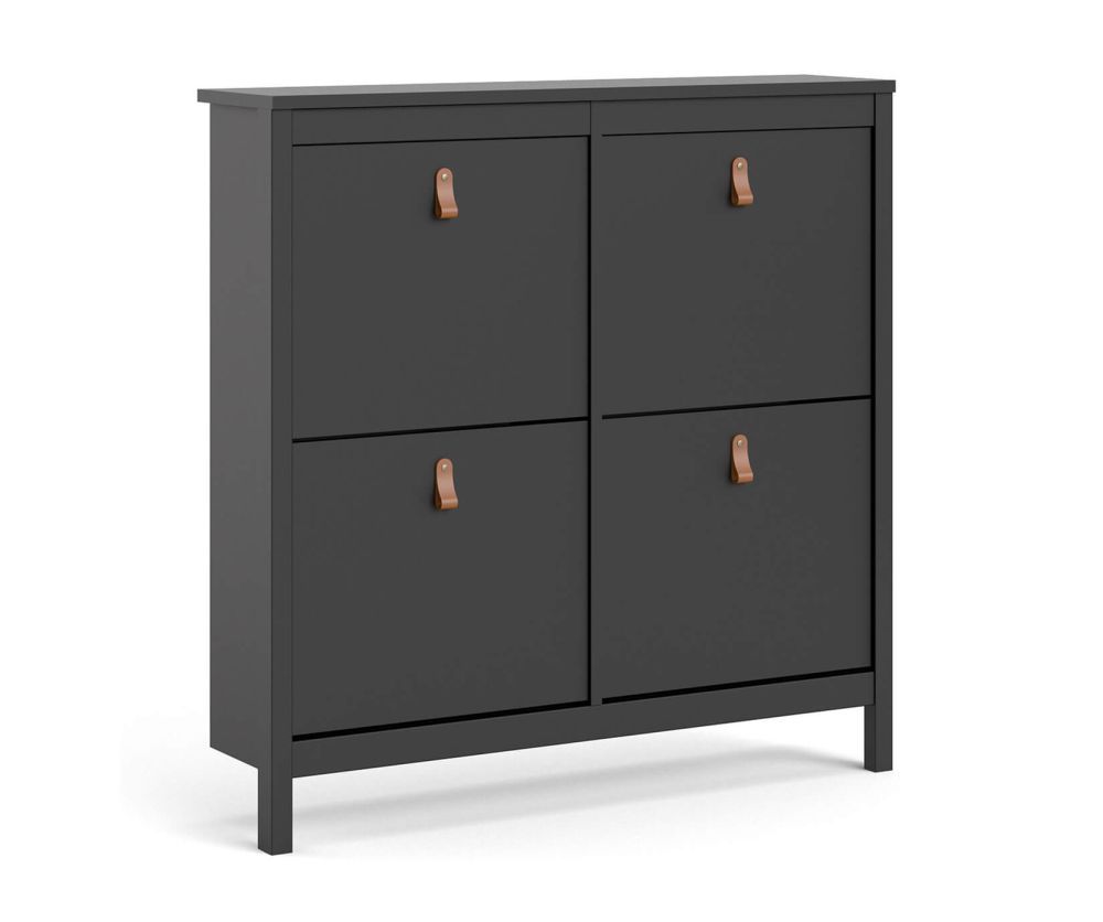 FTG Barcelona Matt Black 4 compartments Shoe Cabinet