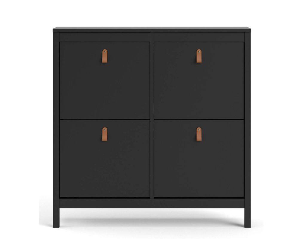 FTG Barcelona Matt Black 4 compartments Shoe Cabinet