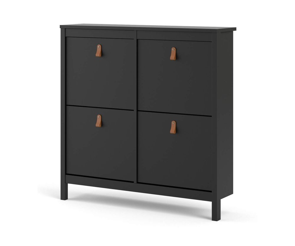 FTG Barcelona Matt Black 4 compartments Shoe Cabinet