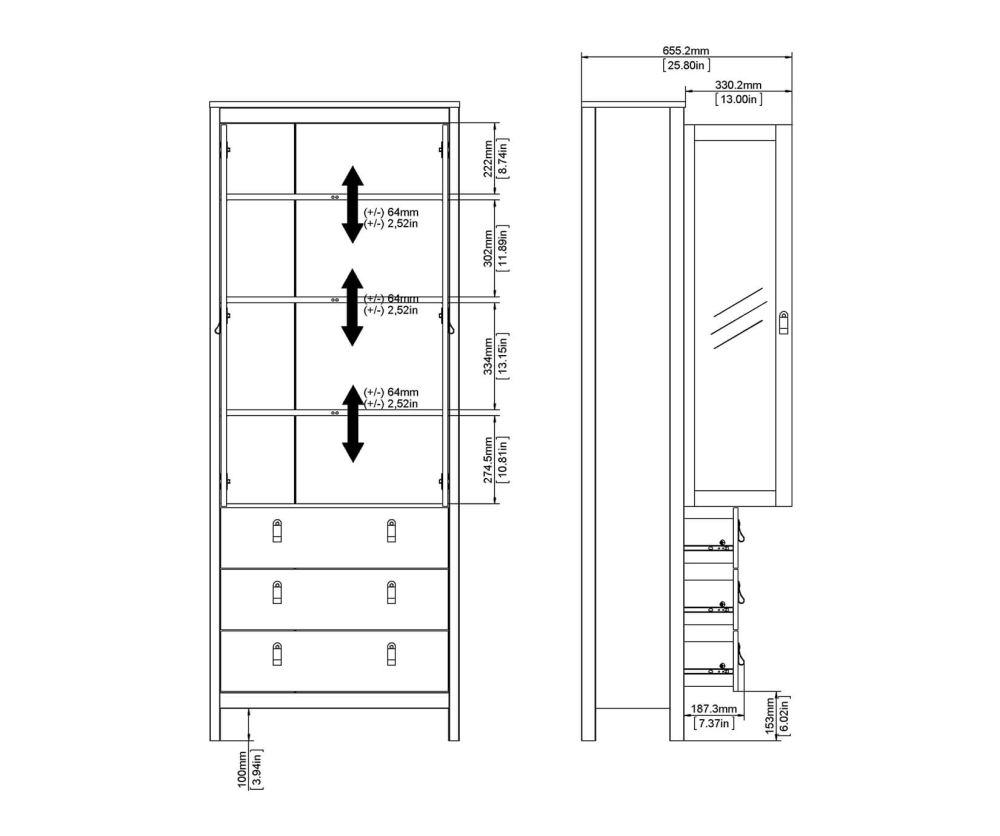 FTG Barcelona White 2 Door 3 Drawer China Cabinet
