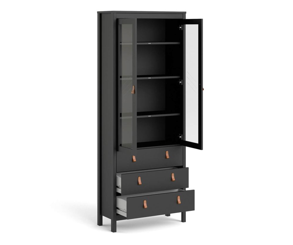 FTG Barcelona Matt Black 2 Door 3 Drawer China Cabinet