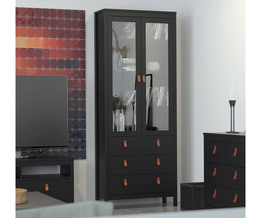 FTG Barcelona Matt Black 2 Door 3 Drawer China Cabinet