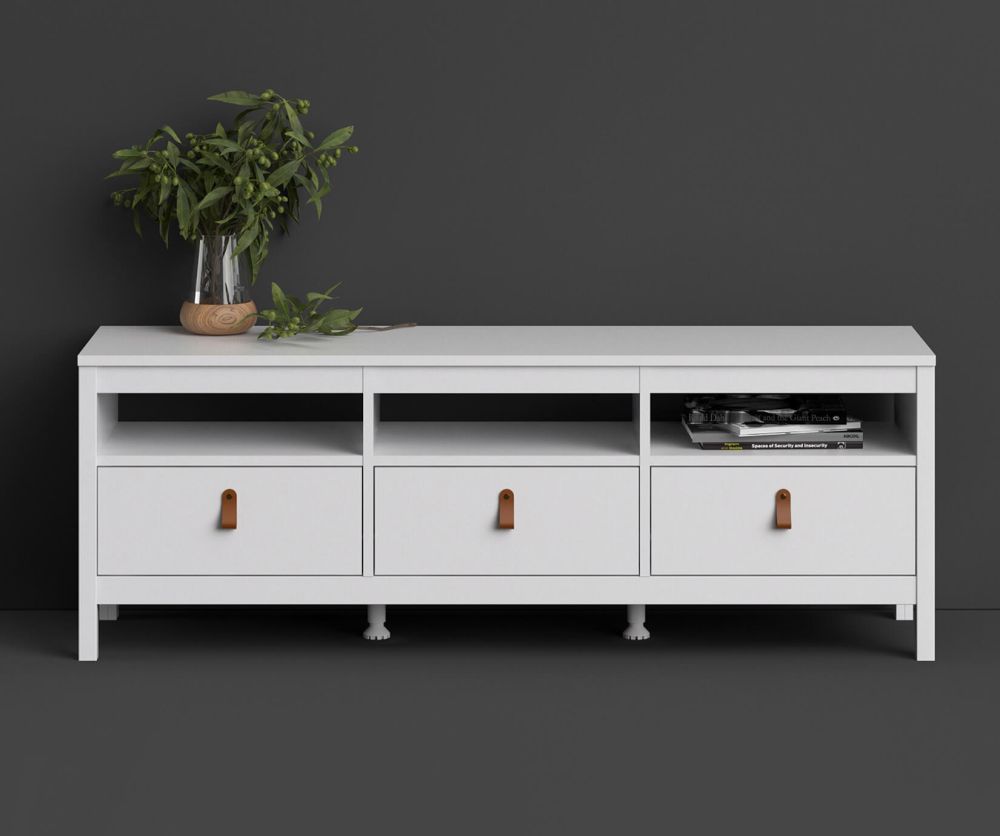 FTG Barcelona White 3 Drawer TV Unit