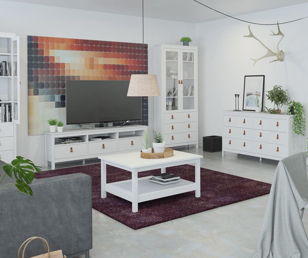 FTG Barcelona White 3 Drawer TV Unit