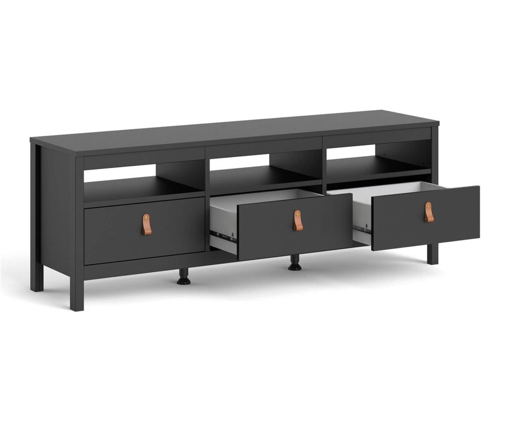 FTG Barcelona Matt Black 3 Drawer TV Unit