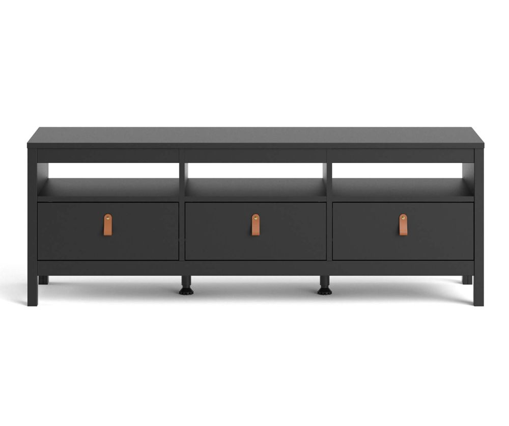 FTG Barcelona Matt Black 3 Drawer TV Unit