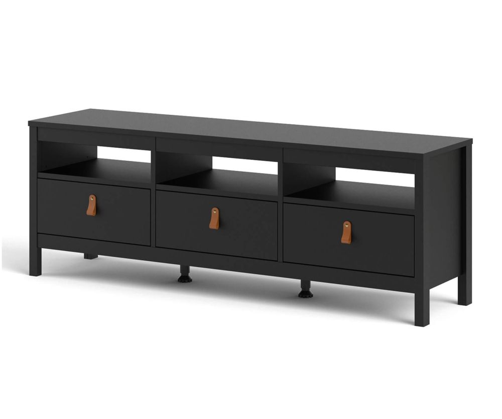 FTG Barcelona Matt Black 3 Drawer TV Unit