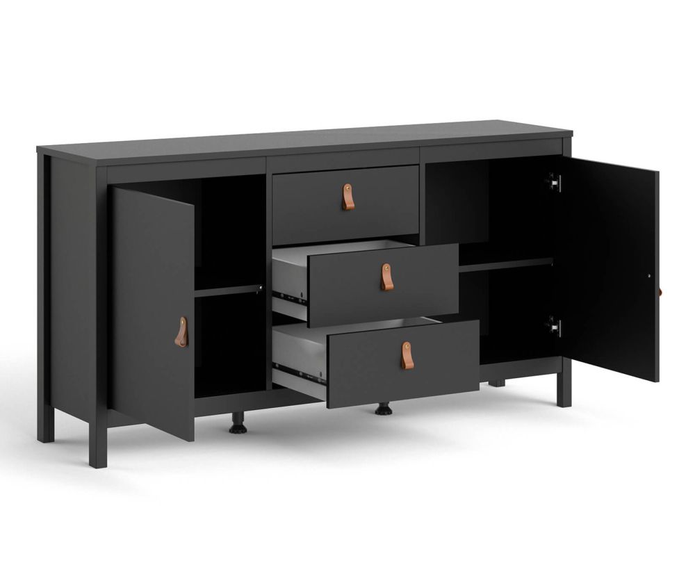 FTG Barcelona Matt Black 2 Door 3 Drawer Sideboard