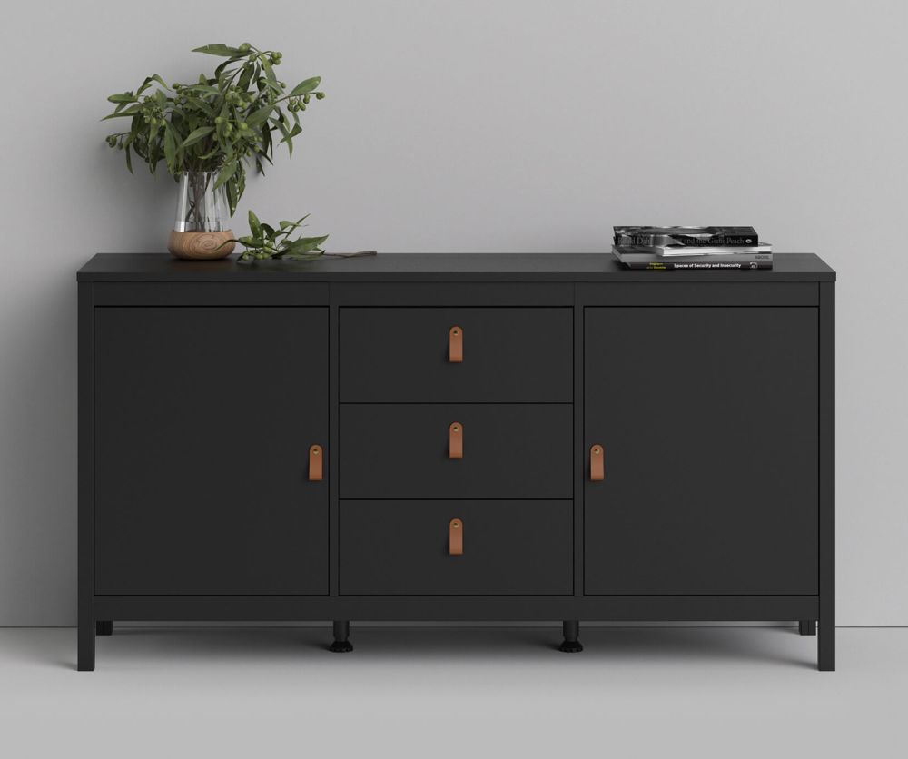 FTG Barcelona Matt Black 2 Door 3 Drawer Sideboard