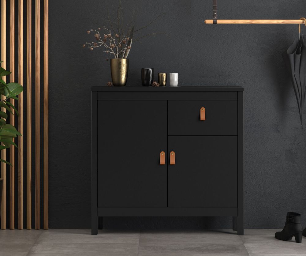 FTG Barcelona Matt Black 2 Door 1 Drawer Sideboard