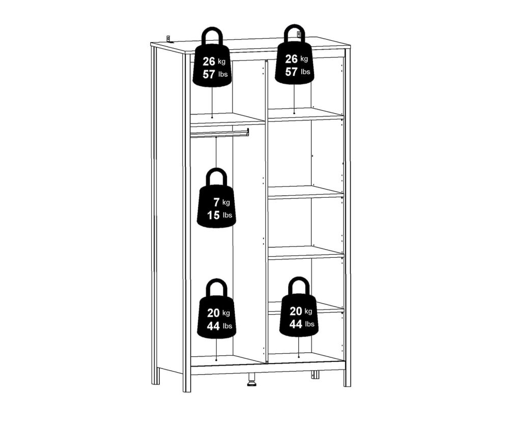 FTG Barcelona Matt Black 2 Door Wardrobe