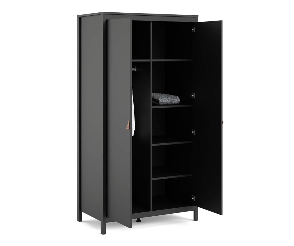 FTG Barcelona Matt Black 2 Door Wardrobe