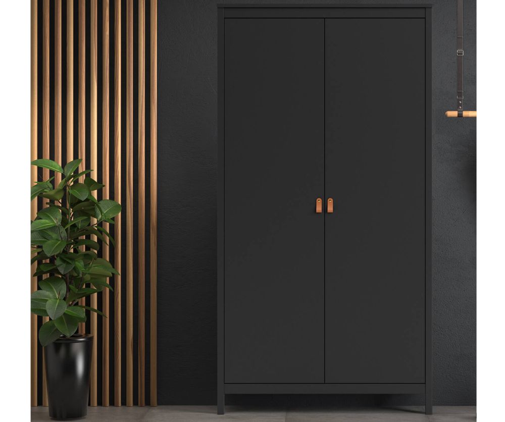 FTG Barcelona Matt Black 2 Door Wardrobe