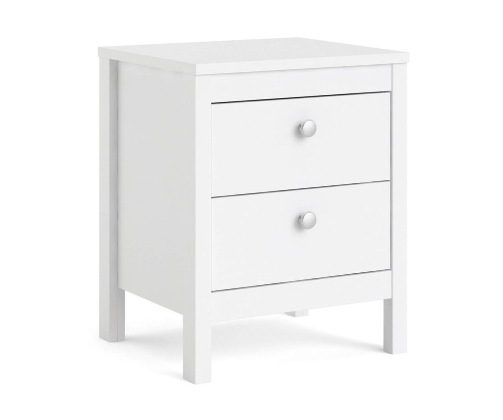 FTG Madrid White 2 Drawer Bedside Table