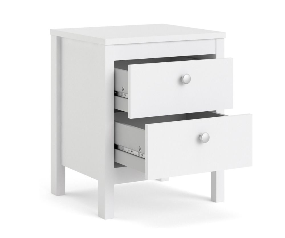 FTG Madrid White 2 Drawer Bedside Table