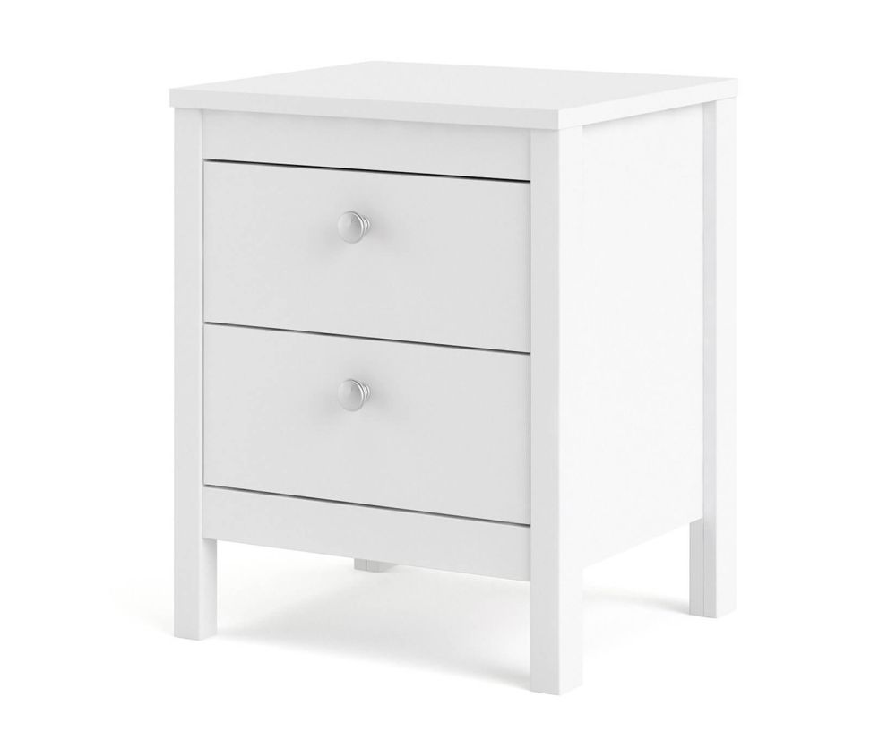 FTG Madrid White 2 Drawer Bedside Table