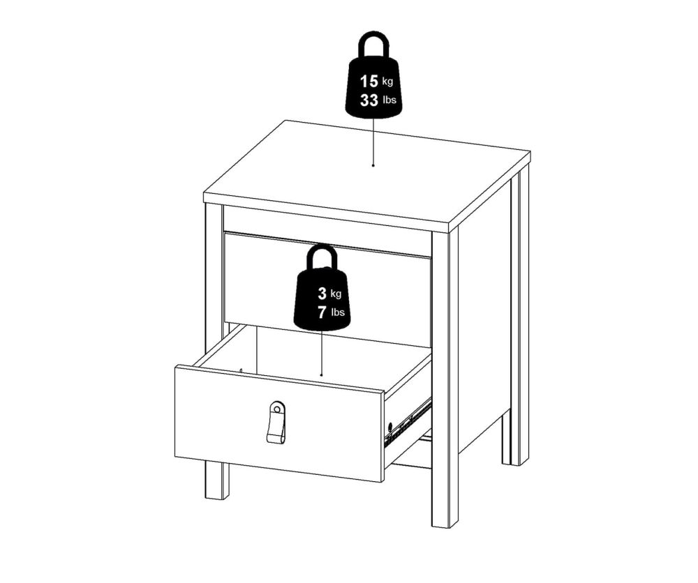 FTG Madrid White 2 Drawer Bedside Table
