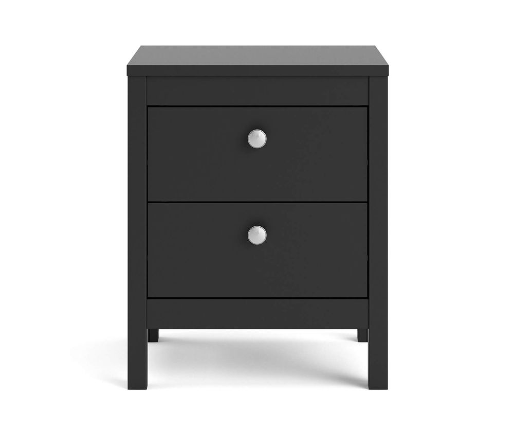 FTG Madrid Matt Black 2 Drawer Bedside Table