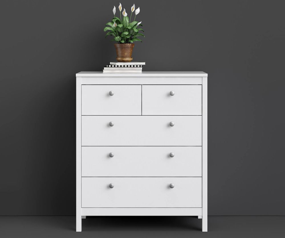 FTG Madrid White 3 + 2 Drawer Chest