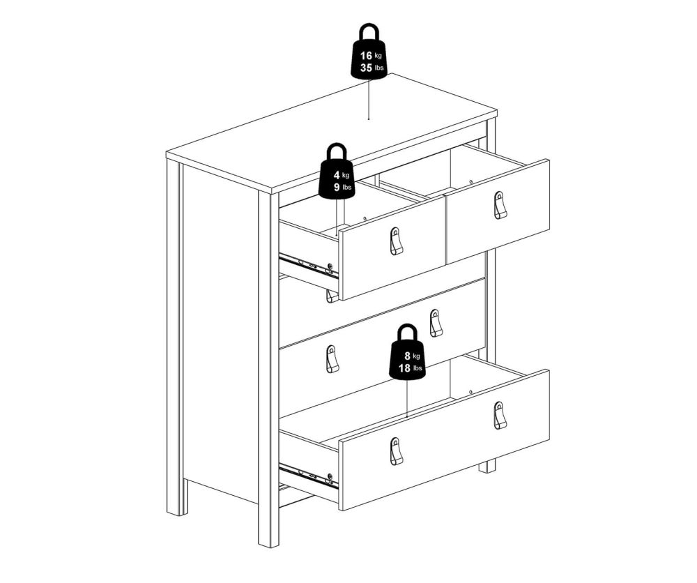 FTG Madrid White 3 + 2 Drawer Chest
